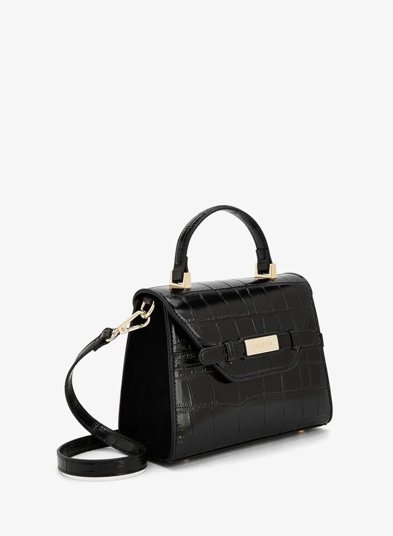 Celeste BLACK Textured Satchel Bag With Detachable Strap for Women | Best Price UAE