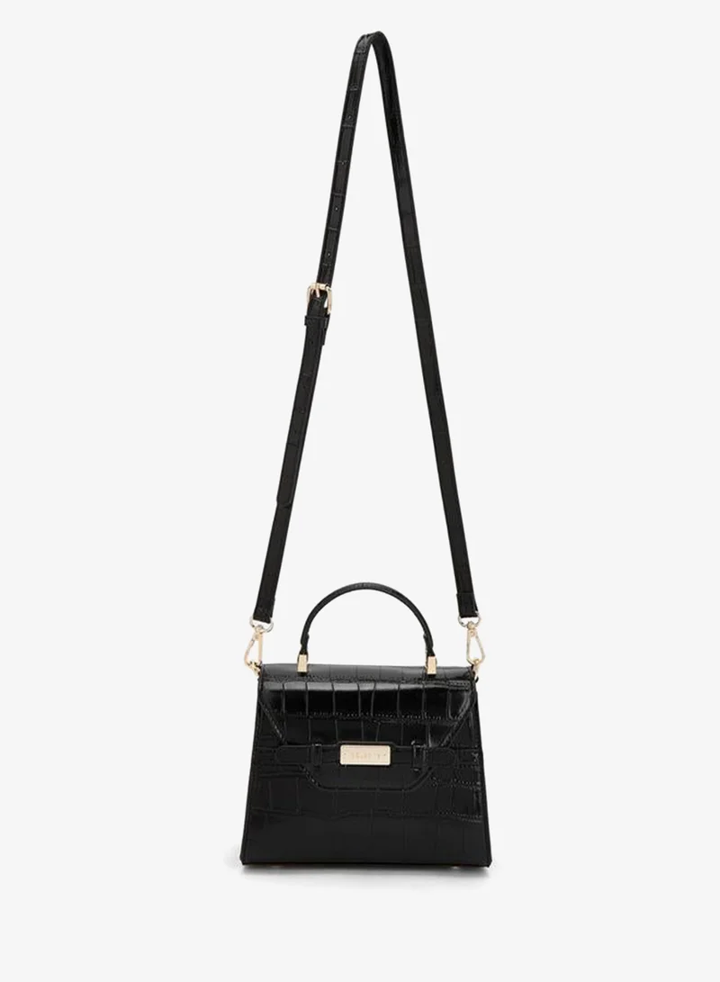 Celeste BLACK Textured Satchel Bag With Detachable Strap for Women | Best Price UAE
