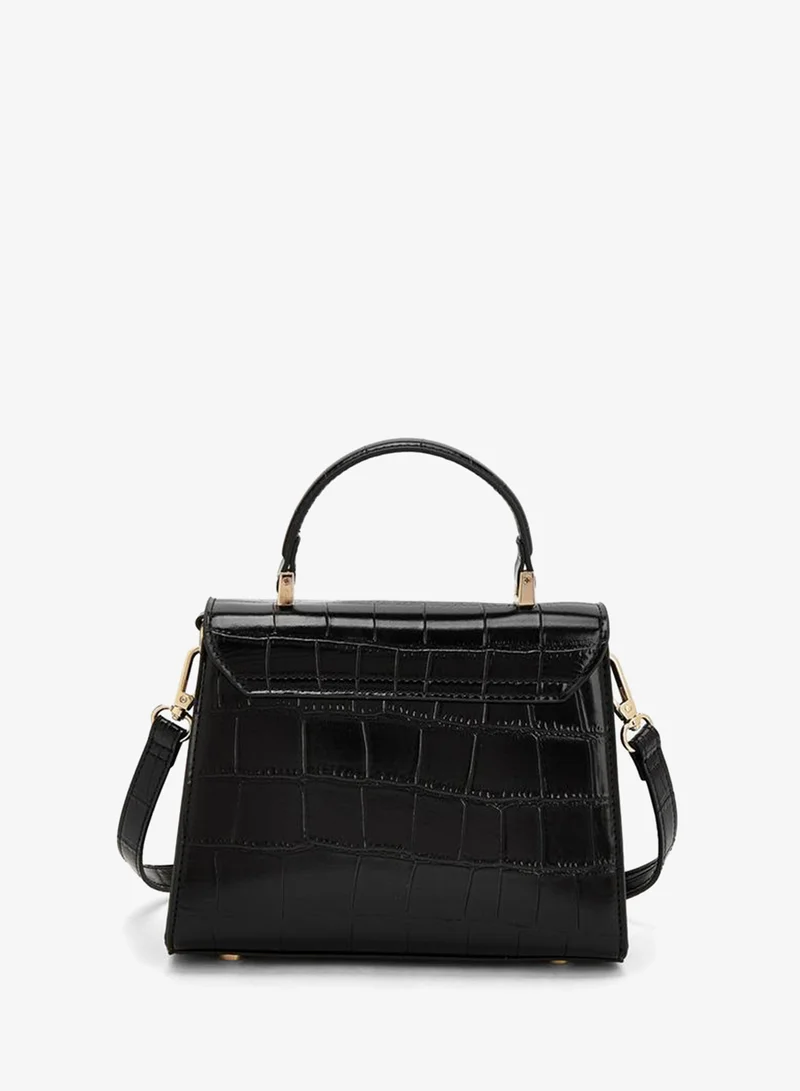 Celeste BLACK Textured Satchel Bag With Detachable Strap for Women | Best Price UAE