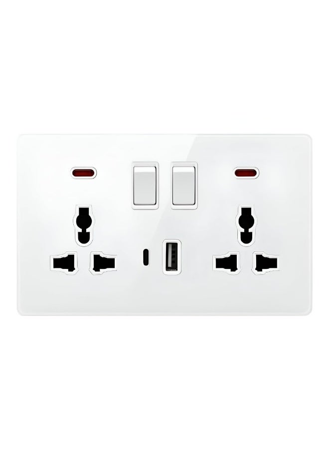 PRIME SOLE Universal Wall Socket with Dual Switch, Multi Plug Compatibility, Integrated USB Charging Port, Safe Durable Design for Home Office Travel Use, Smart Power Outlet Solution High Demand Fast Charging - Image 1