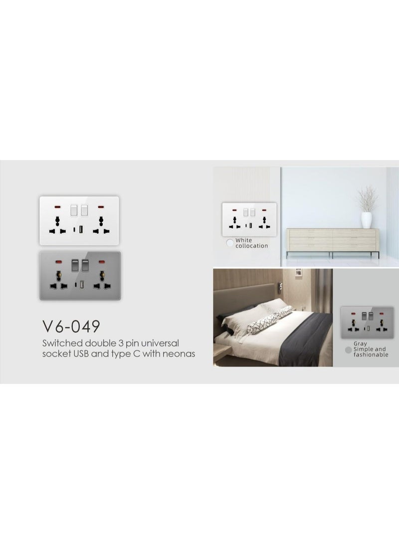 PRIME SOLE Universal Wall Socket with Dual Switch, Multi Plug Compatibility, Integrated USB Charging Port, Safe Durable Design for Home Office Travel Use, Smart Power Outlet Solution High Demand Fast Charging - Image 3