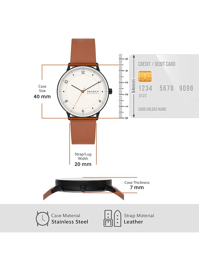 سكاجين ساعة ريس الرجالية البسيطة بثلاثة عقارب مع سوار من الجلد أو الشبكة - Image 5