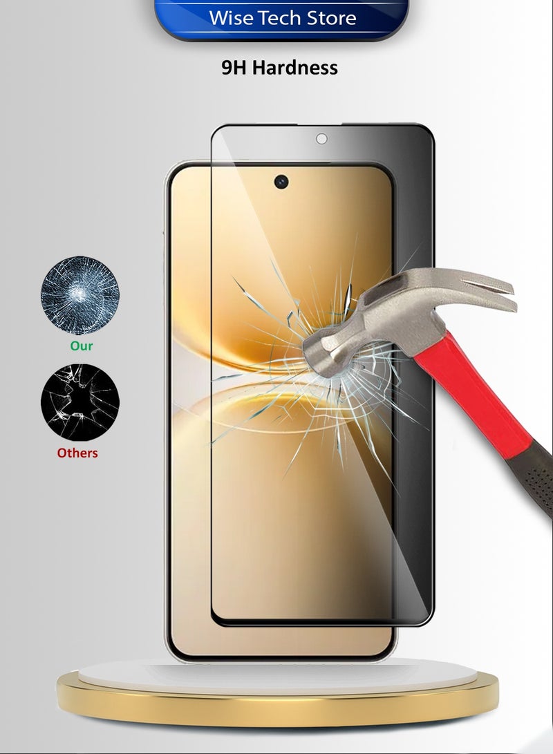 دبليو تيك واقي شاشة زجاجي مقسى كامل الغطاء بكامل الغراء لسلسلة vivo Y500 Pro 5G 2025 Premium E2E - شفاف/أسود - Image 3