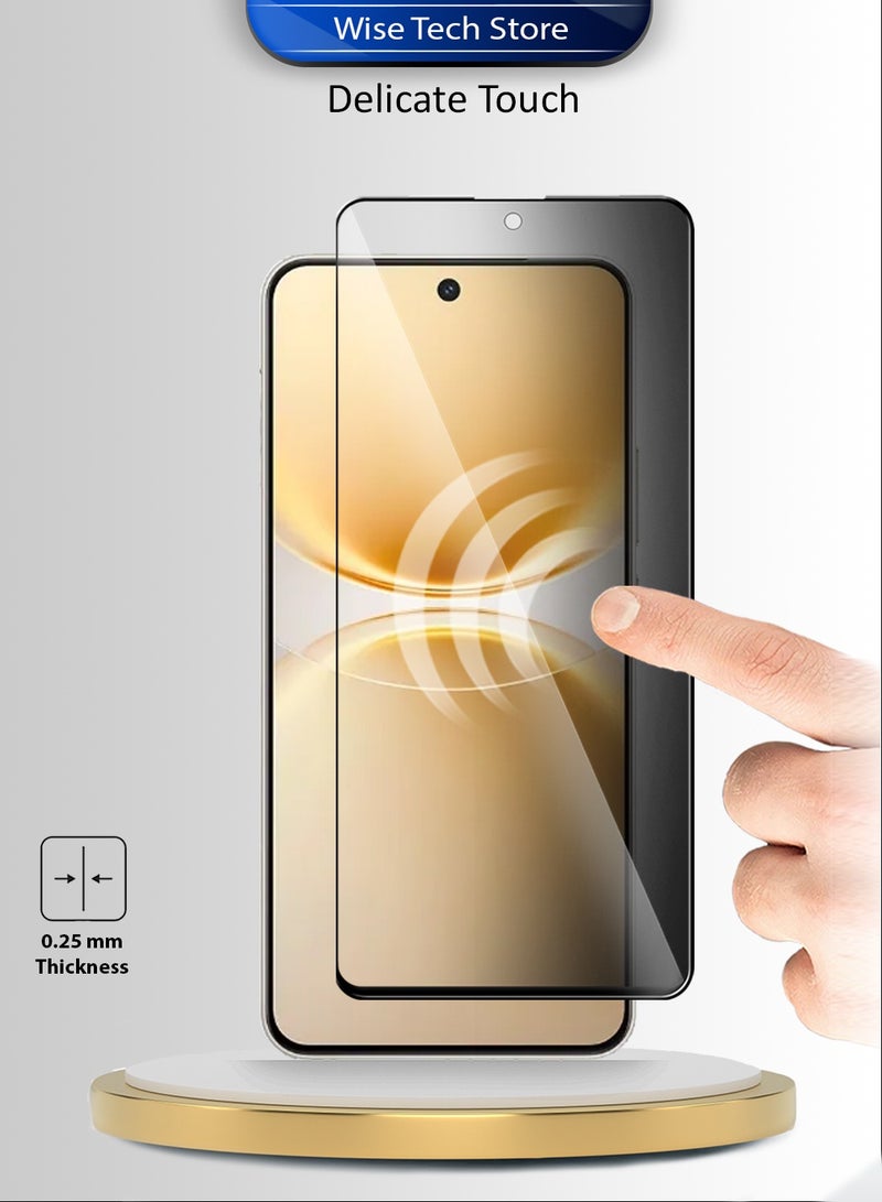 دبليو تيك واقي شاشة زجاجي مقسى كامل الغطاء بكامل الغراء لسلسلة vivo Y500 Pro 5G 2025 Premium E2E - شفاف/أسود - Image 4