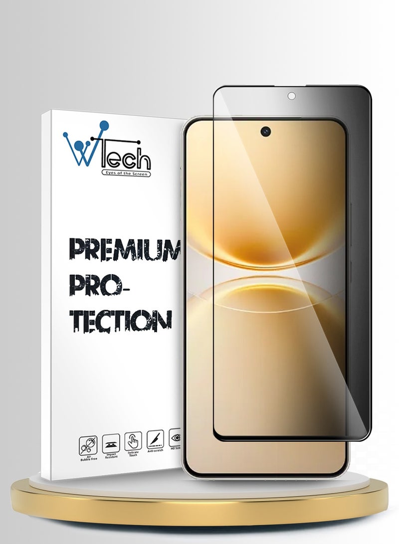 دبليو تيك واقي شاشة زجاجي مقسى كامل الغطاء بكامل الغراء لسلسلة vivo Y500 Pro 5G 2025 Premium E2E - شفاف/أسود - Image 1