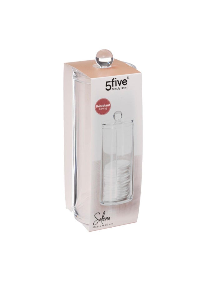 Five Simply Smart Selena Cylindrical Cotton Pad Dispenser Clear 20 x 7.5 x 7.5 cm 155905 - Image 3