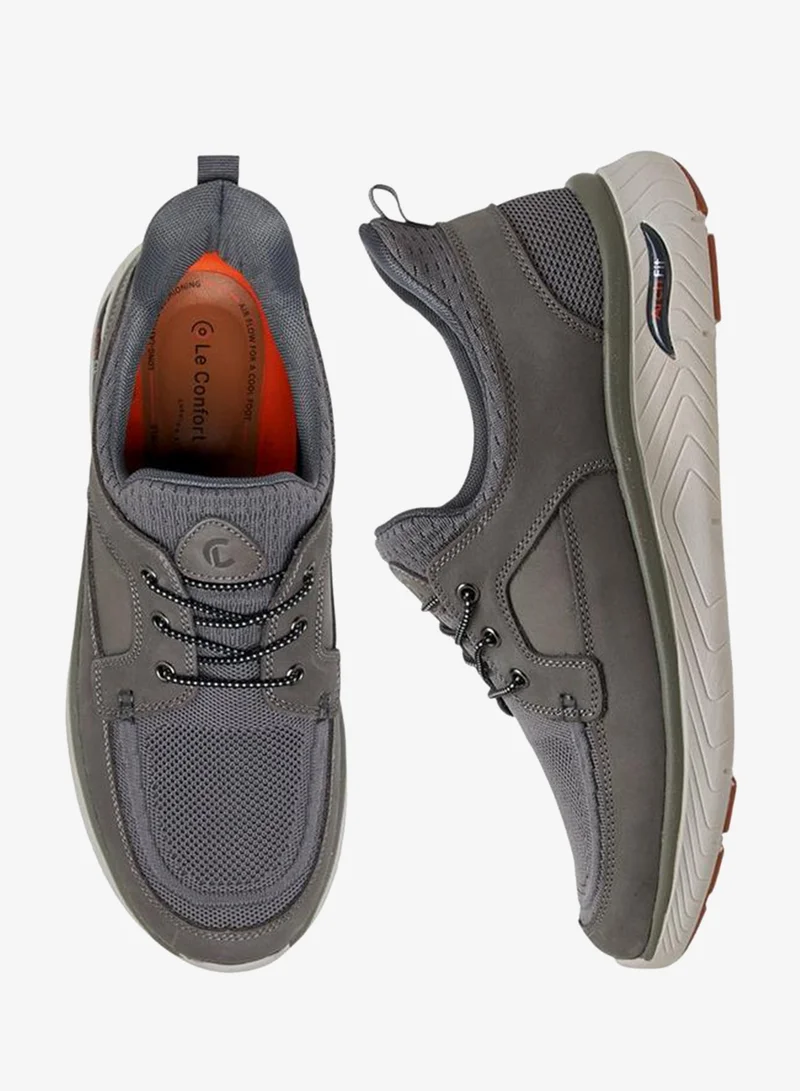 Le Confort GREY Men Panelled Slip-On Leather Loafers for Men | Best Price UAE
