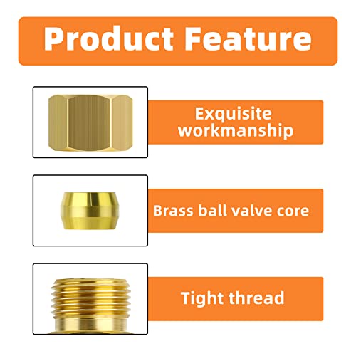 GASHER 10PCS Brass Compression Tube Pipe Fitting Connector, 1/4" Tube OD x 1/4" Tube OD Connector - Image 3