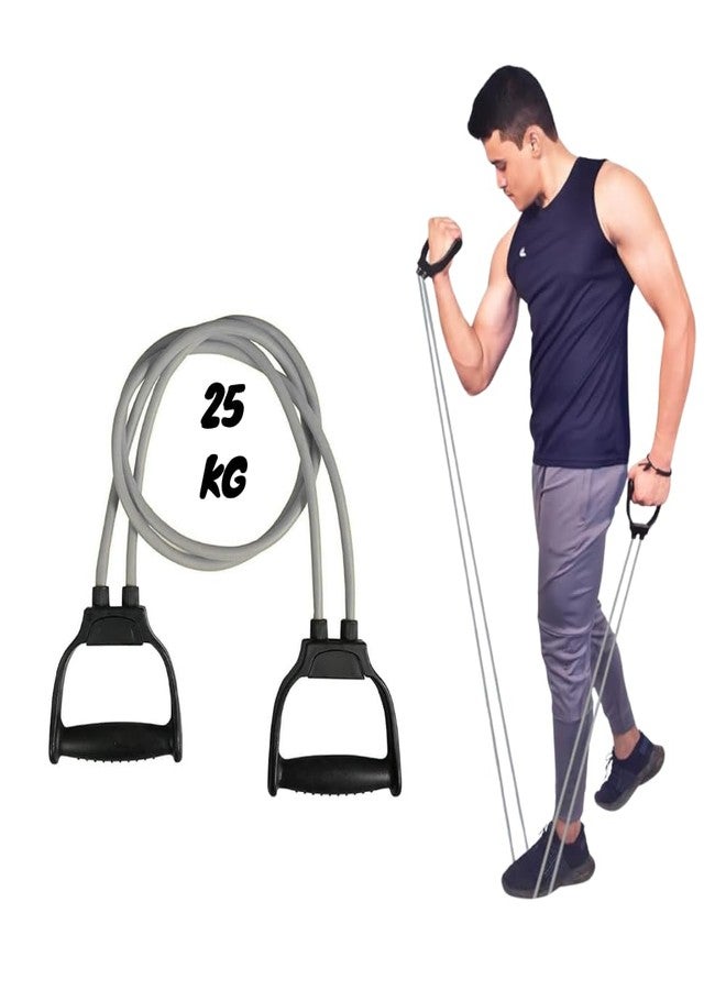 Shopeleven Stretching & Workout Resistance Tube with D Handles - Dual Toning Pull Rope Elastic Band for Full Body Exercise at Home or Gym - Image 1