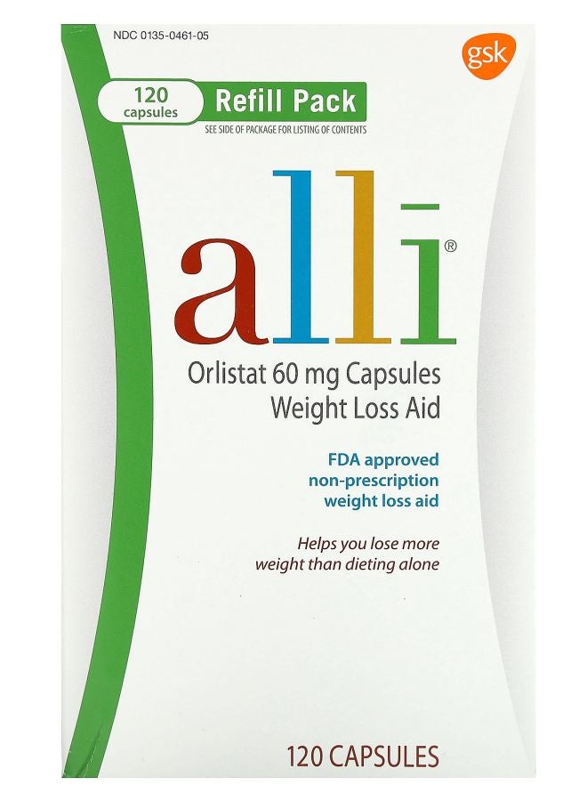 Orlistat Weight Loss Aid Refill Pack  60 mg 120 Capsules