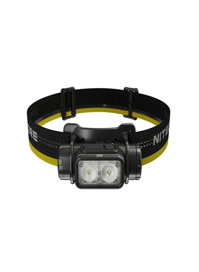 مصباح رأس Nitecore NU50 عالي السعة قابل لإعادة الشحن عبر منفذ USB-C - 1400 لومن مع كابل شحن Eco-Sensa USB-C