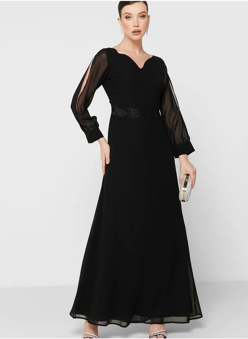 Khizana Embellished Waist A-Line Dress