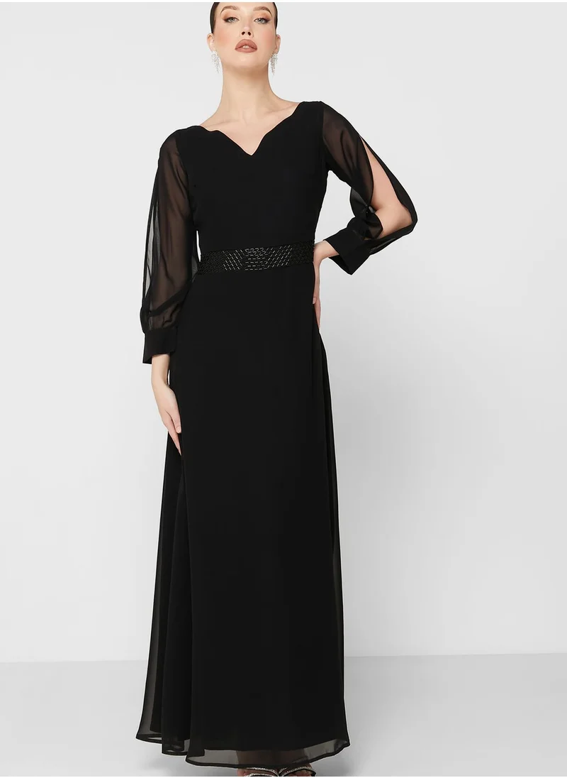 Khizana Embellished Waist A-Line Dress