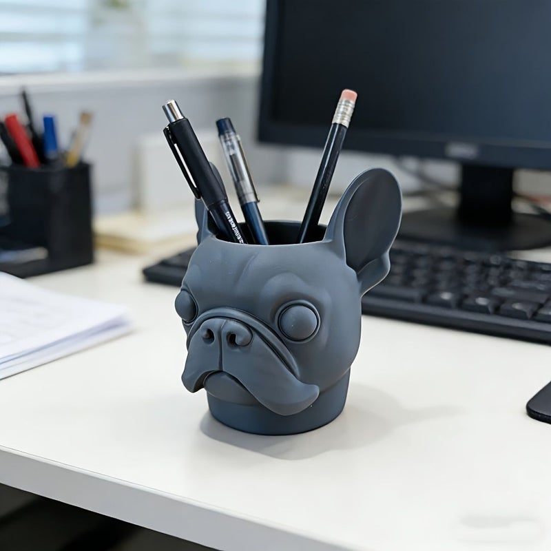 Black French Bulldog Pen Holder 3D Desk Decoration - Image 4