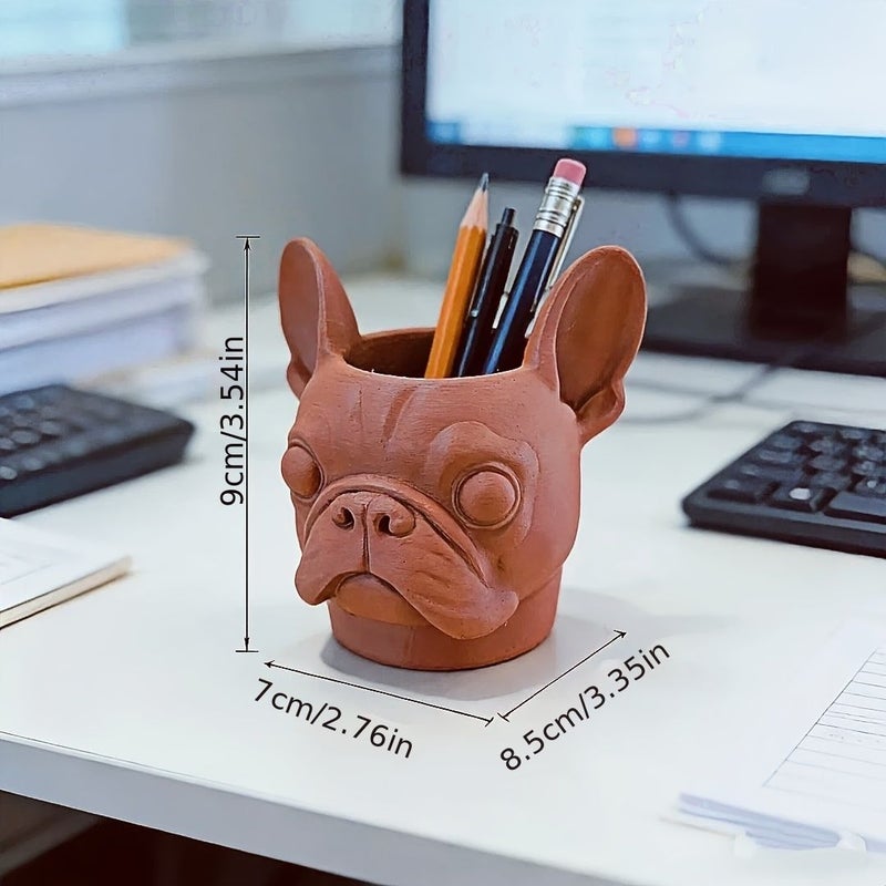 Black French Bulldog Pen Holder 3D Desk Decoration - Image 2