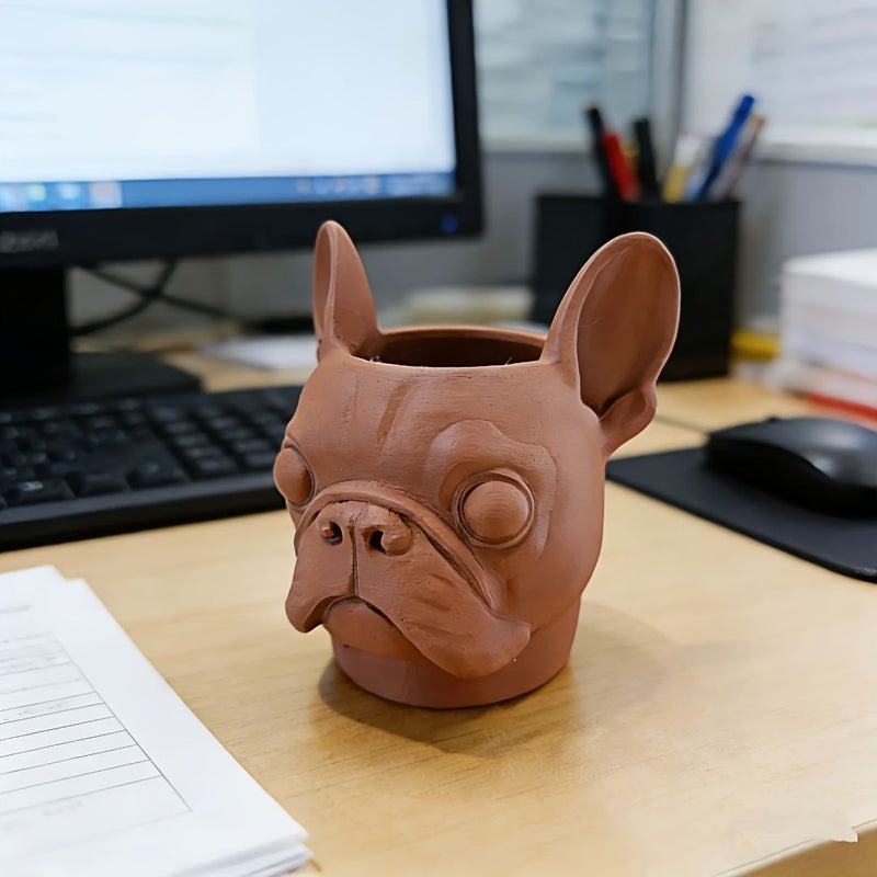 Black French Bulldog Pen Holder 3D Desk Decoration - Image 5