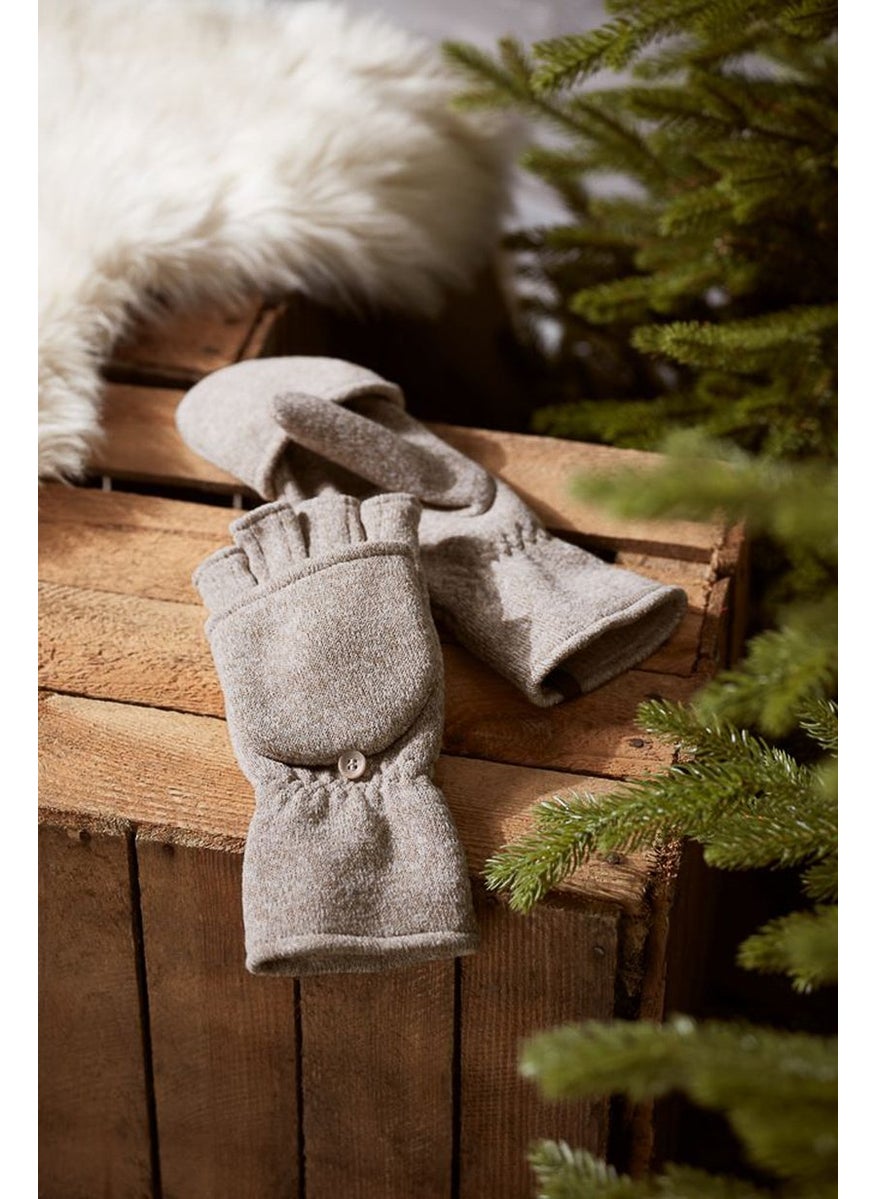 Tchibo Men Fold Over Mittens Glove, Beige and Brown  - Image 1