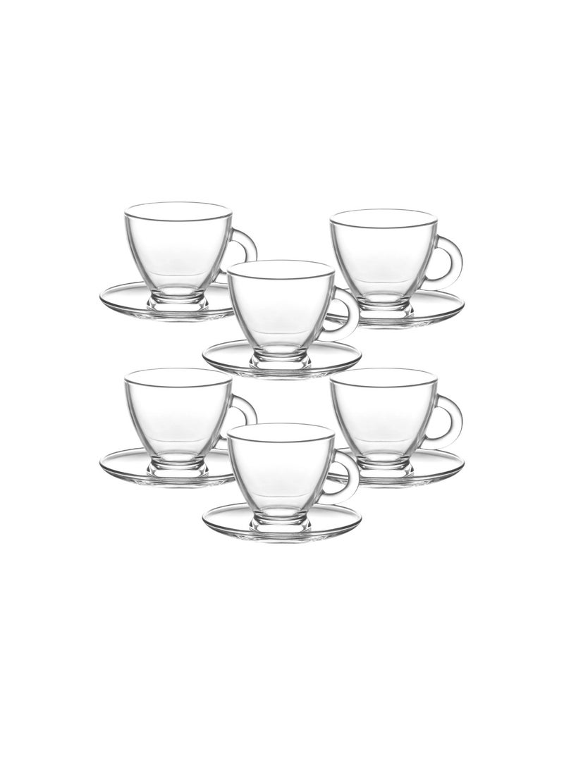 LAV Lav Roma Tea Mug with Saucers Set of 6 Mugs and 6 Saucers -255ml-Turkey Made  - Image 1