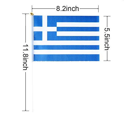 mflagperft Greece Flag Greek Flag, Small Mini Handheld Greece Flags on Stick, Ideal for Party Parades Sports Events Patriotic Festival Decorations - Image 3