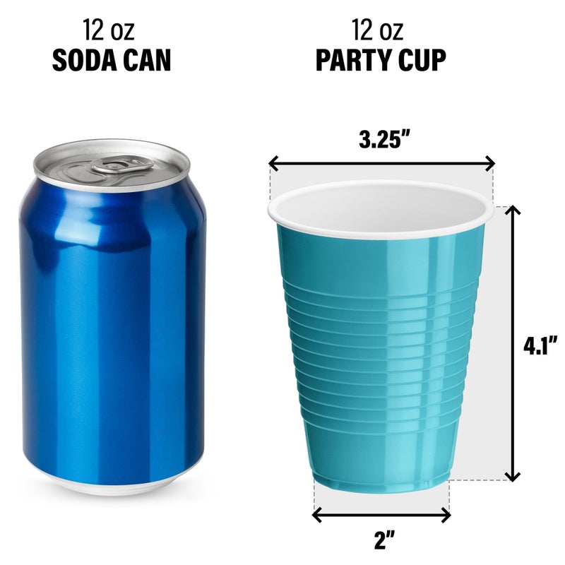DecorRack Turquoise Plastic Cups  12 oz Disposable Cups  Reusable Party Supplies (120 Count) - Image 2
