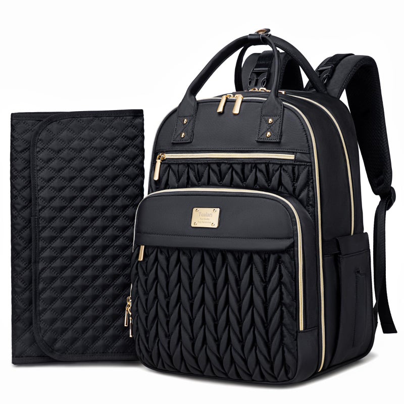 Tealari Diaper Bag Backpack,Stylish Baby Diaper Bag,Waterproof Travel Diaper Backpacks Baby Bags with Changing Pad,Stroller Straps,Insulated Pockets (Black) - Image 1