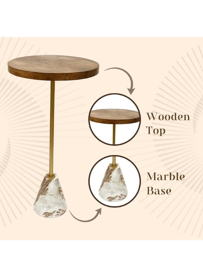 لوفت ماربنيث,طاولة جانبية,دائرية,D35.5XH69CMS,خشب,حديد,قاعدة رخام-194640 - Image 4