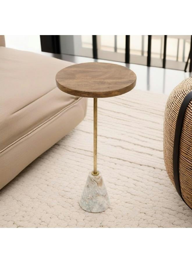 لوفت ماربنيث,طاولة جانبية,دائرية,D35.5XH69CMS,خشب,حديد,قاعدة رخام-194640 - Image 3