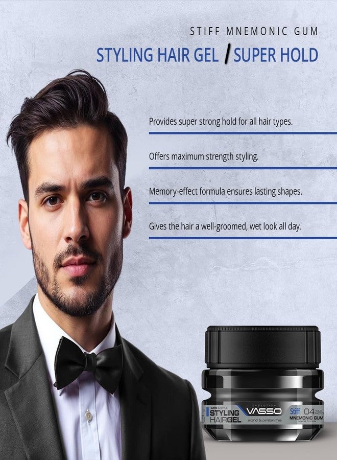 Vasso Hair Styling Gel | All Hair Types | Super Hold and Wet Look | Memory Foam for 24 Hours | MNEMONIC GUM Stiff 250 ml - Image 3