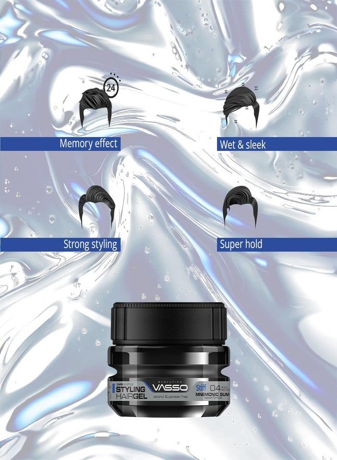 Vasso Hair Styling Gel | All Hair Types | Super Hold and Wet Look | Memory Foam for 24 Hours | MNEMONIC GUM Stiff 250 ml - Image 4