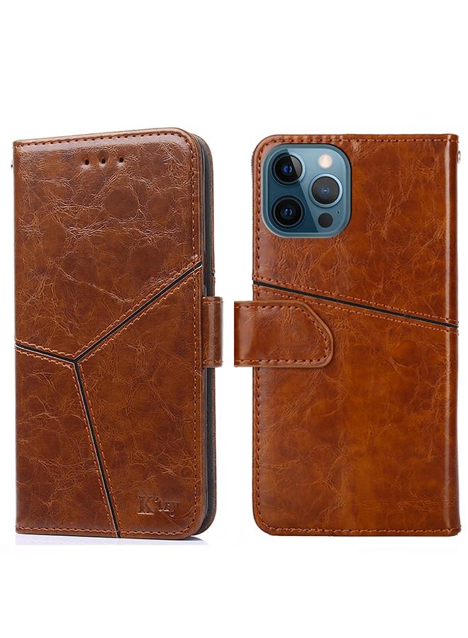 Zaboon Case For iPhone 12 Pro Geometric Stitching Horizontal Flip TPU + PU Leather Case with Holder & Card Slots & Wallet - Image 1