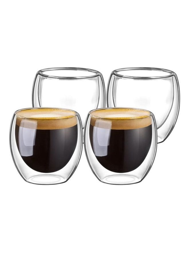 HOOPZOZA Double Walled Glasses for Espresso Coffee Turkish Tea Espresso Coffee Cups 80 ml Set of 4 pcs  - Image 1