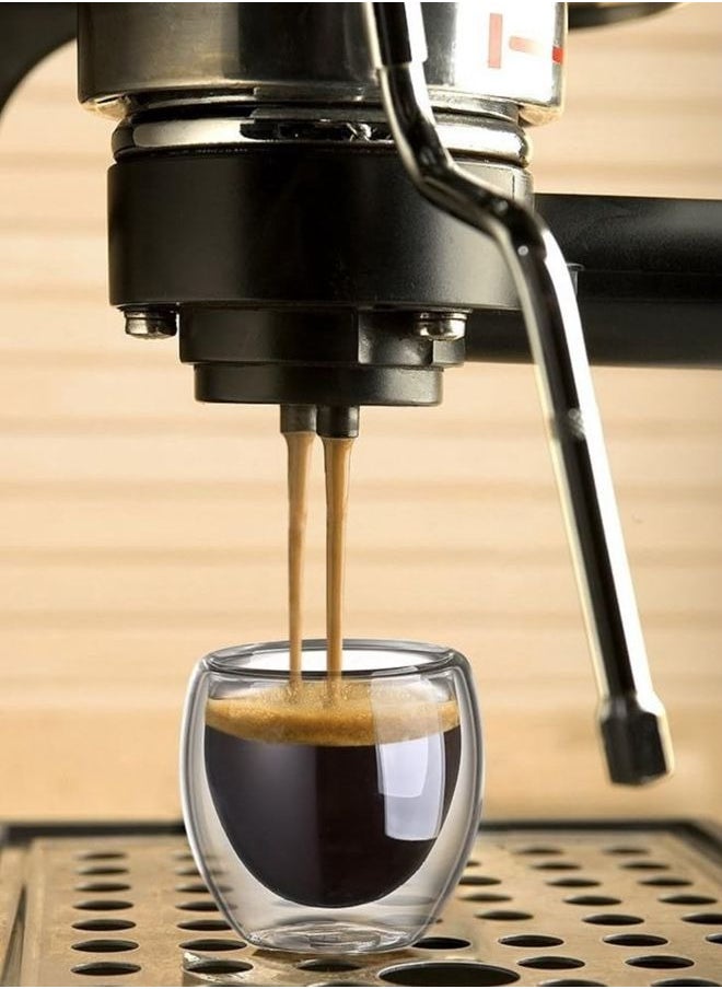 HOOPZOZA Double Walled Glasses for Espresso Coffee Turkish Tea Espresso Coffee Cups 80 ml Set of 4 pcs  - Image 2