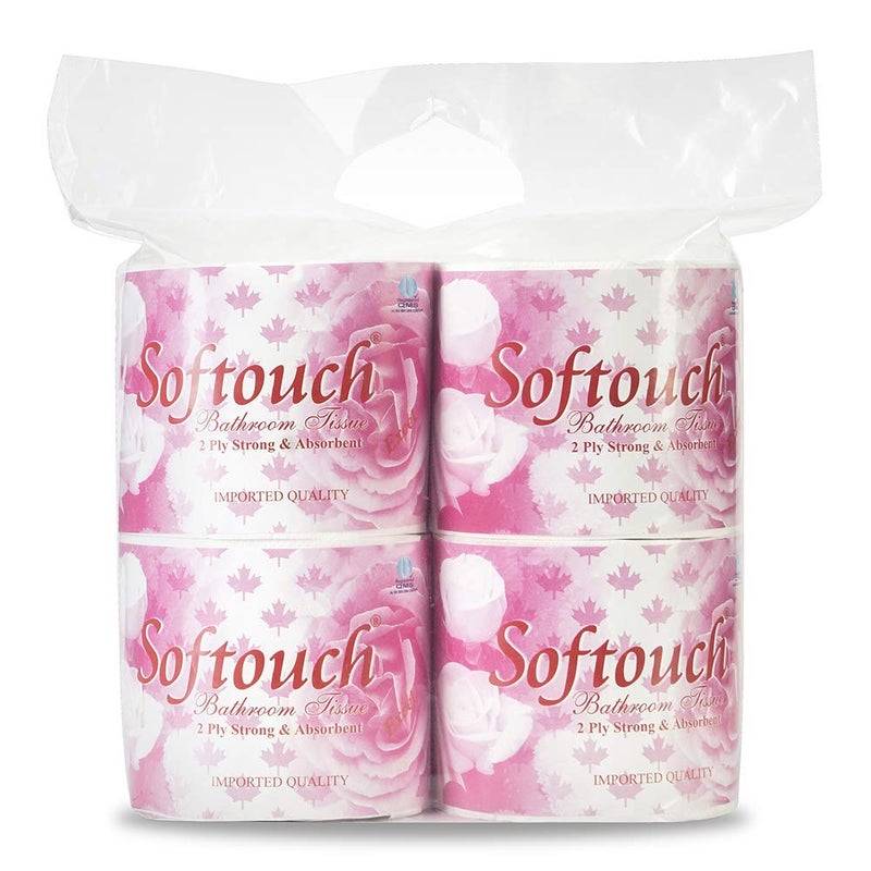 Softouch Toilet Paper Tissue Roll Economy Pack 4-in-1 (100 mtr per roll) (375 Sheet Per roll) - Image 1