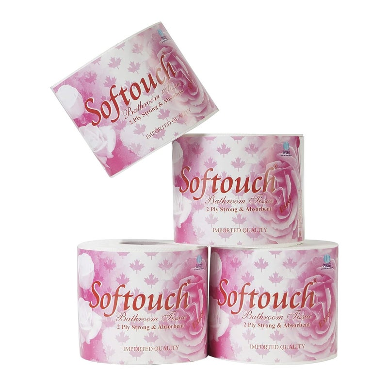 Softouch Toilet Paper Tissue Roll Economy Pack 4-in-1 (100 mtr per roll) (375 Sheet Per roll) - Image 2