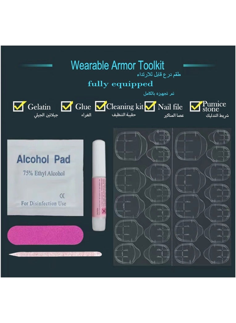 Captaintech Press on nails,Stylish New Almond-shaped Nail Art Pieces: Simple Design, Pink and White Gradient Colors, Comfortable to Wear, Durable Material,Fake Acrylic Nails With Glue Kit. - Image 3