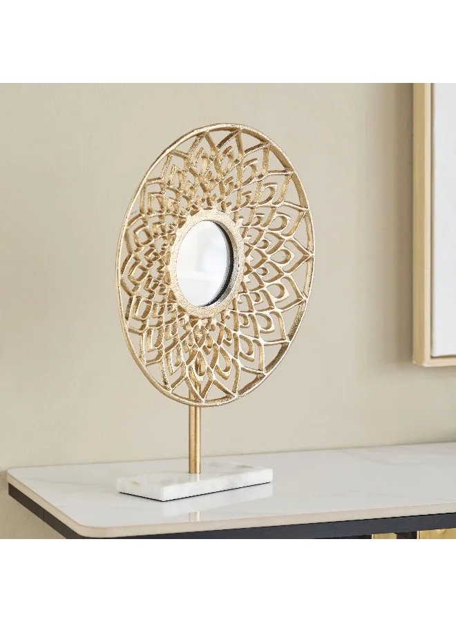 Home Box Ozawa Cutwork Aluminium Sculpture with Marble Base - 30x8x39 cm