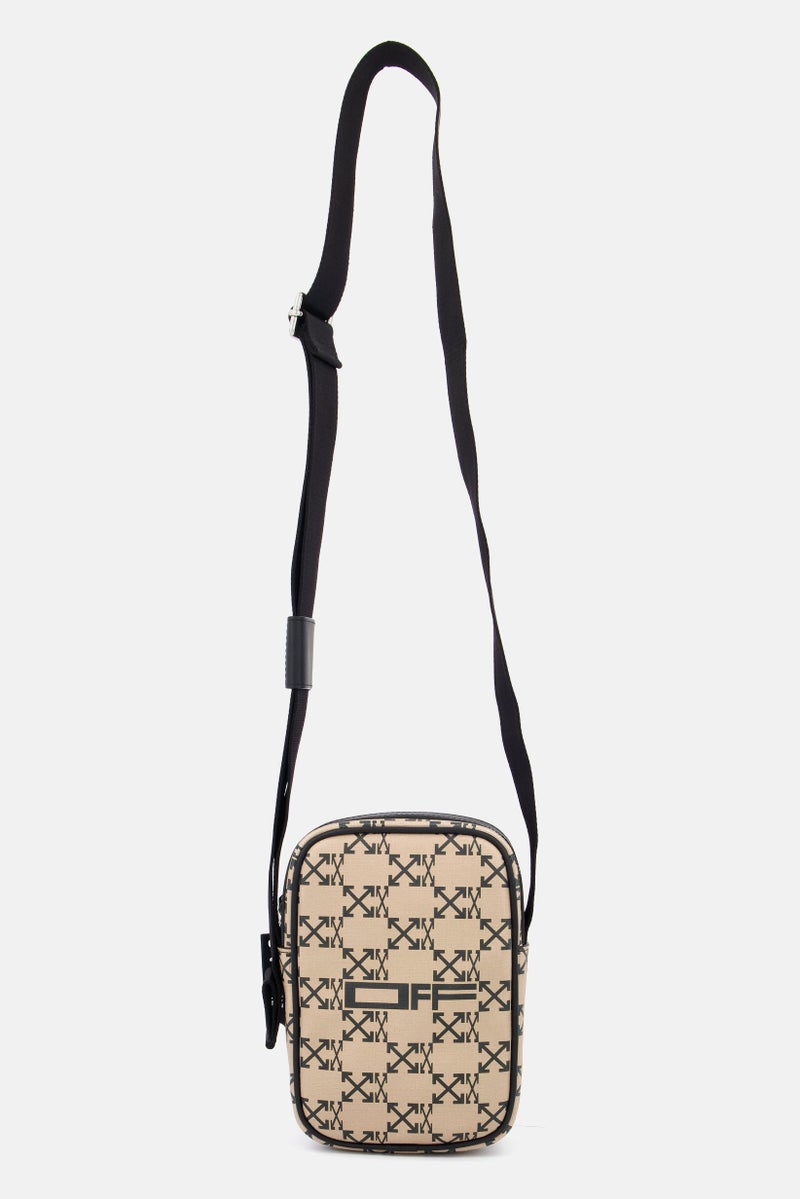 OFF-WHITE حقيبة كتف مونوغرام للرجال 16 سم ارتفاع × 9 سم عرض × 5 سم عمق، بني - Image 1