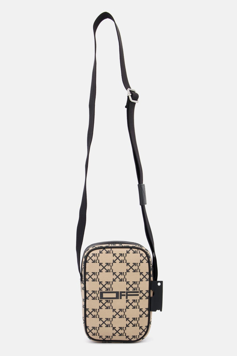 OFF-WHITE حقيبة كتف مونوغرام للرجال 16 سم ارتفاع × 9 سم عرض × 5 سم عمق، بني - Image 2