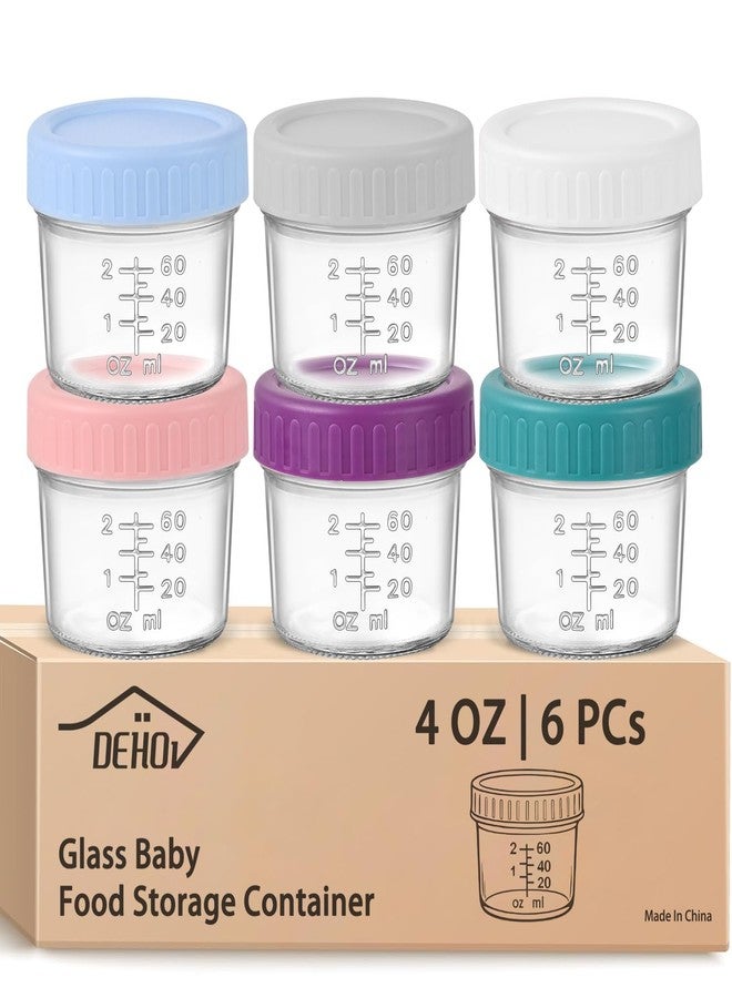 DEHOV 6-Piece Glass Baby Food Containers with Lids,4 OZ Small Glass Freezer Safe Baby Food Storage Jars,Leak Proof Baby Food Grade Puree Containers - Image 1
