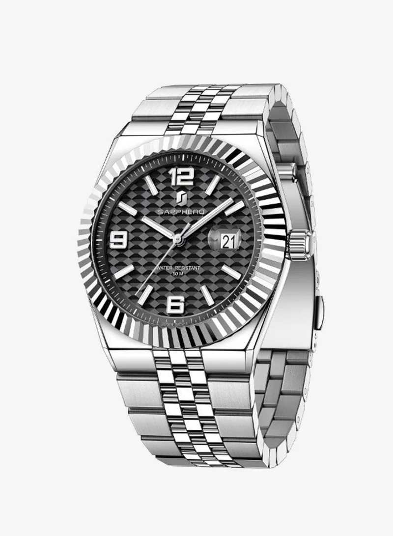 Sapphero  SAPPHERO Mens Watches Men’s Quartz Analog Watch Stainless Steel Bracelet with Date Window Luminous Designer 50M Water Resistant Luxury Watch for Business Work Sport Casual Dress Elegant Gifts for Men | Best Price UAE
