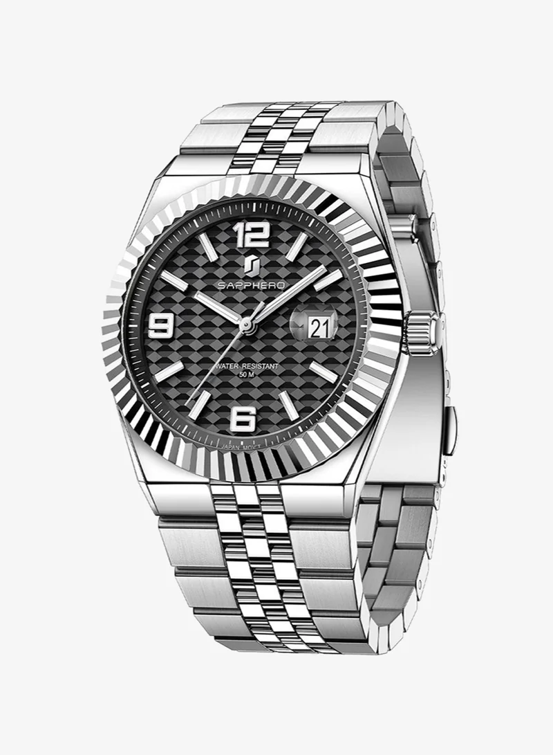 Sapphero SAPPHERO Mens Watches Men’s Quartz Analog Watch Stainless Steel Bracelet with Date Window Luminous Designer 50M Water Resistant Luxury Watch for Business Work Sport Casual Dress Elegant Gifts