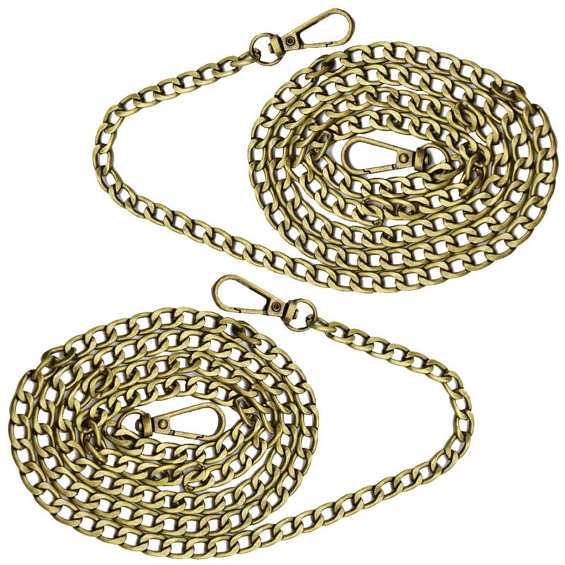 Hocansen 2Pcs Purse Chain Strap for Handbags Chains Accessories Metal Flat Chain Strap 47in Removable Bag Strap with Buckles for DIY Handbag Purse BronzeLT - Image 2