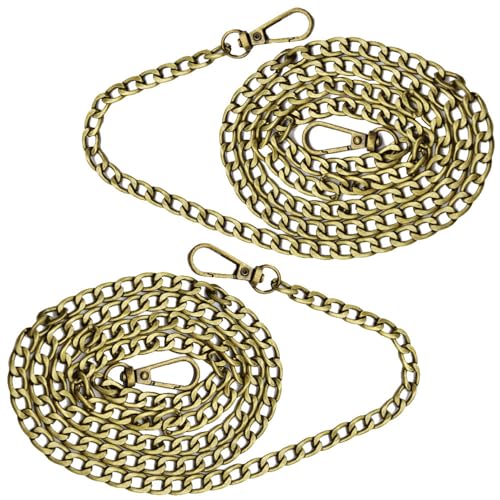Hocansen 2Pcs Purse Chain Strap for Handbags Chains Accessories Metal Flat Chain Strap 47in Removable Bag Strap with Buckles for DIY Handbag Purse BronzeLT - Image 1