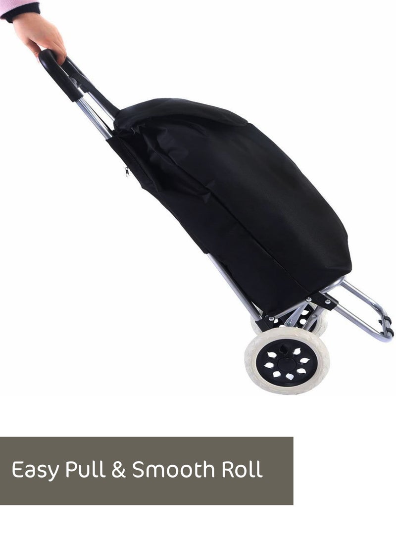 توشيونيكس عربة تسوق قابلة للطي مع مقعد وعجلات | حقيبة تسوق للبقالة مع كرسي | عربة تسوق متينة متعددة الاستخدامات | حقيبة تخزين من البوليستر سعة 34 لترًا | سعة تحميل 80 كجم | الموديل T114707 - Image 5