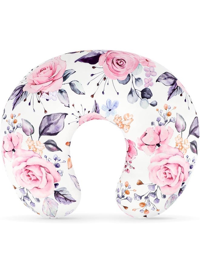 Pea Pod Pea Pod Nursing Pillow Cover Breastfeeding Pillow Slipcover for Moms Soft Breathable Organic Knit Fabric Newborn Infant Feeding Pillow Covers for Baby Girl Boy, Stylish Floral  - Image 1