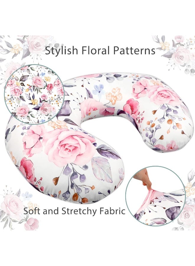 Pea Pod Pea Pod Nursing Pillow Cover Breastfeeding Pillow Slipcover for Moms Soft Breathable Organic Knit Fabric Newborn Infant Feeding Pillow Covers for Baby Girl Boy, Stylish Floral  - Image 2