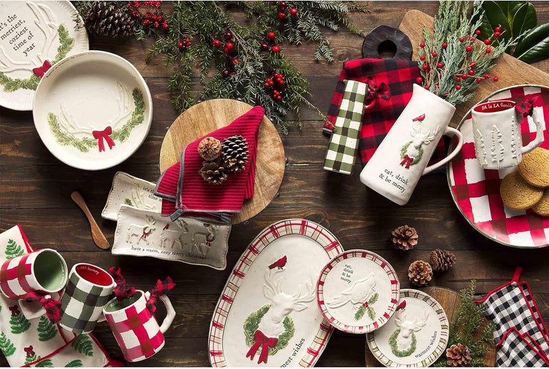 Mud Pie Lodge Platter Set small 10 dia  large 13 dia Red - Image 3