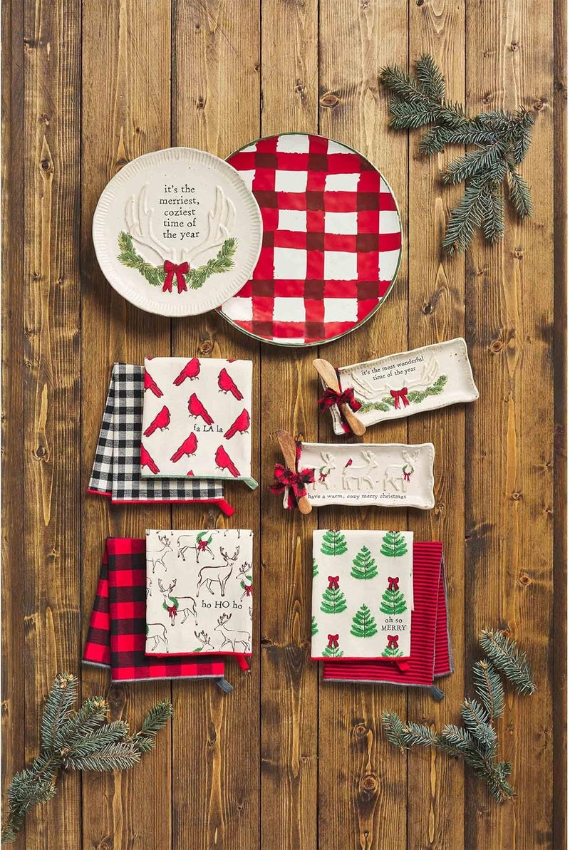 Mud Pie Lodge Platter Set small 10 dia  large 13 dia Red - Image 2