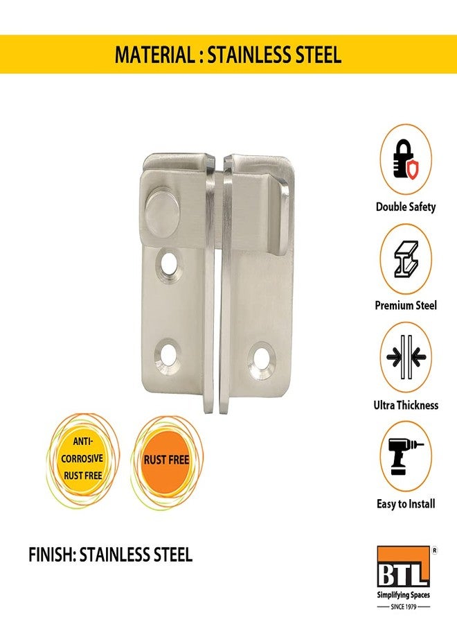 BTL Stainless Steel 4mm Thickness Gate Latch Left Door Padlock Latch Safety Door Lock with Padlock Hole (BDF-PL-3L) - Image 2