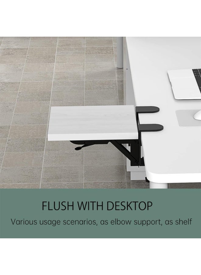 Ergonomics Desk Extender Tray, 9.5"x9.1" Punch-Free Clamp on, Foldable Keyboard Drawer Tray, Table Mount Arm Wrist Rest Shelf, Computer Elbow Arm Support (Color : WHITE) - Image 3